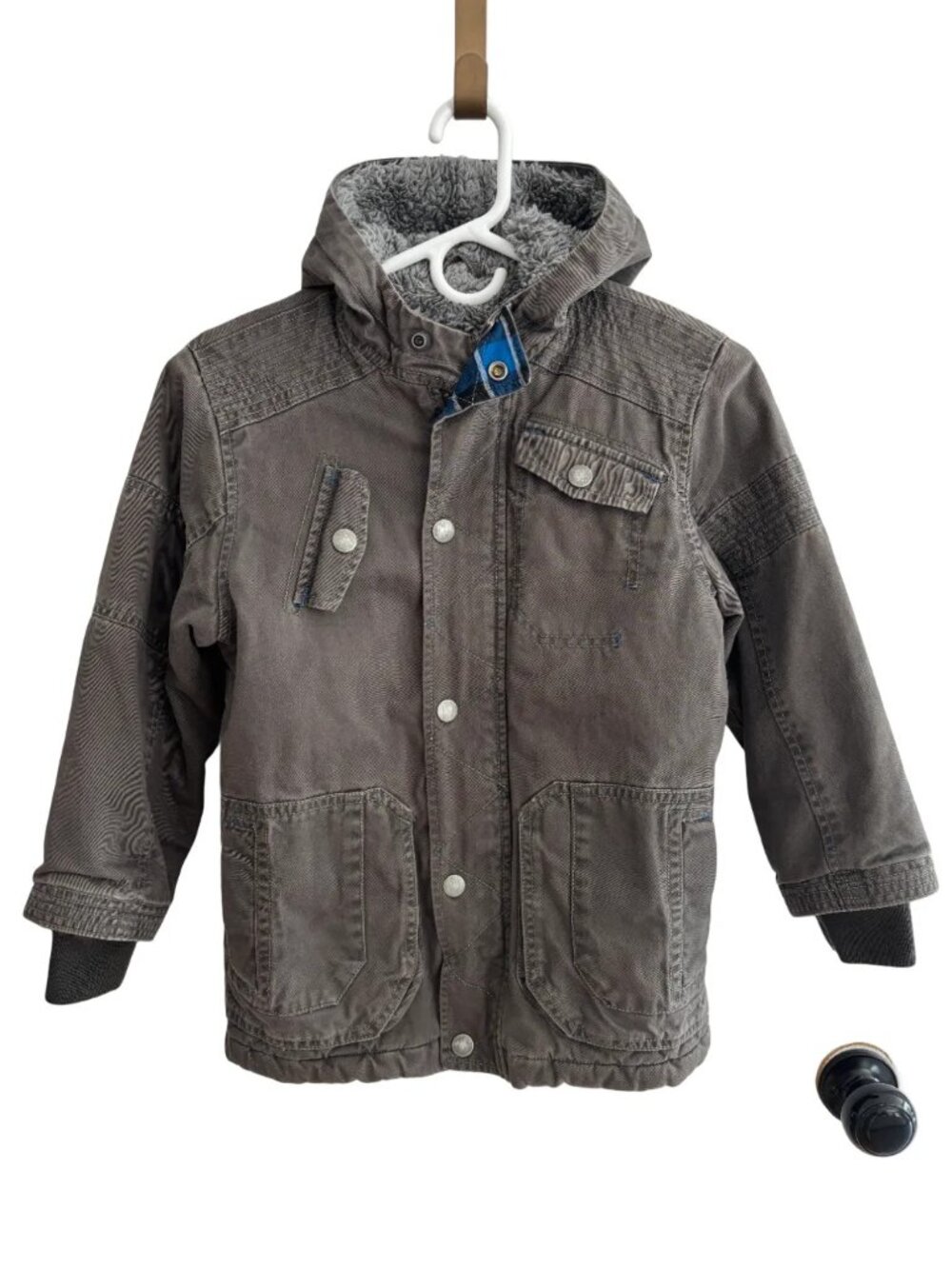 OLD NAVY Sherpa Lined Hooded Flight Jacket BOYS S